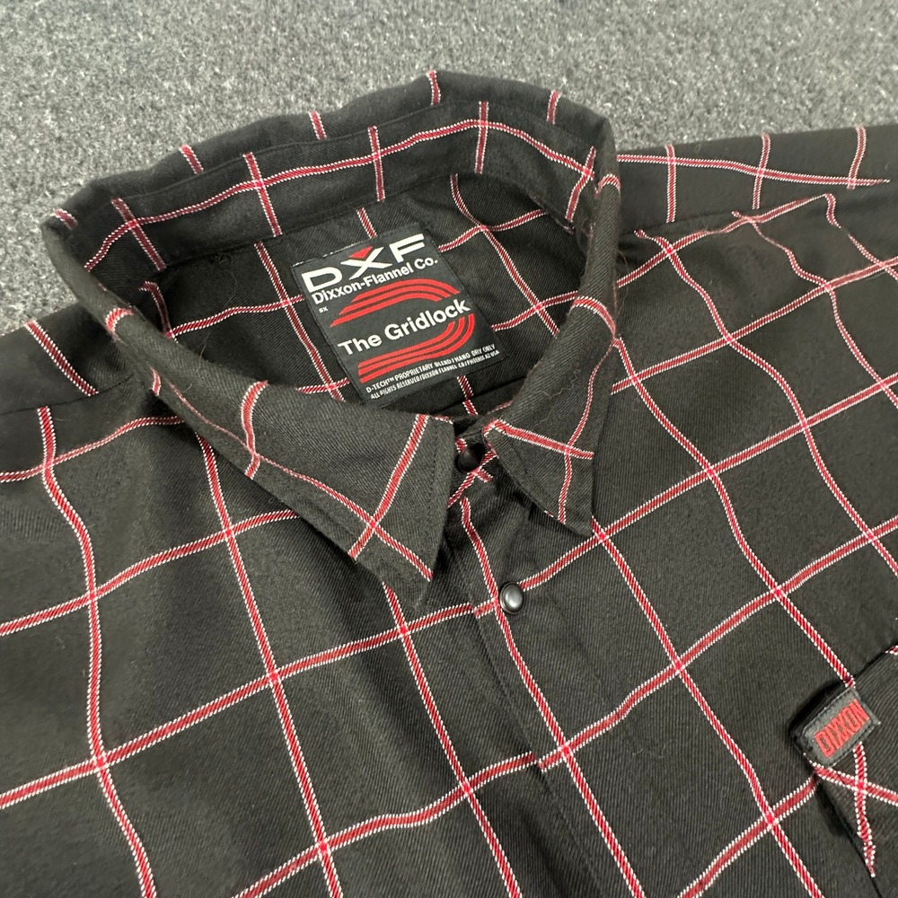 Dixxon Flannel Co The Gridlock Men 5X Black Red Grid Snap Long Sleeve Shirt